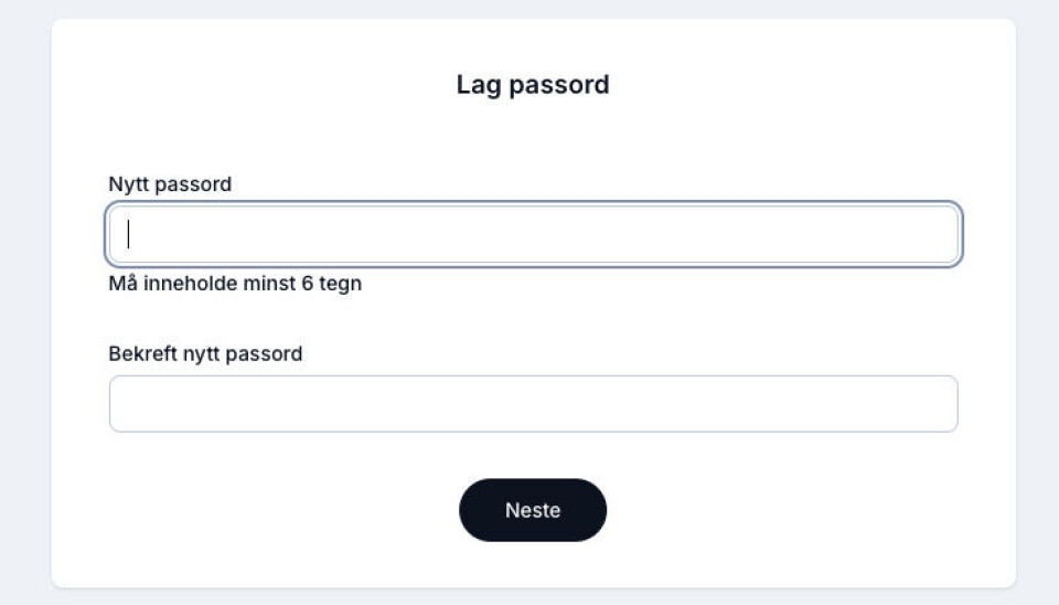 Lag deg nytt passord og bekreft det nye passordet
